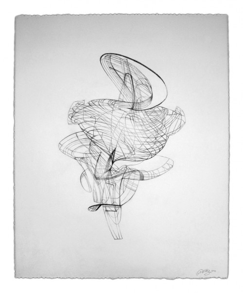 Colin Goldberg, Wireframe Drawing 1, 2011. Graphite on Rives BFK paper, 21 x 28 inches.
