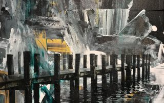 Greenport Dock #1, 2017. Acrylic and pigment on linen. 32 x 24 inches.