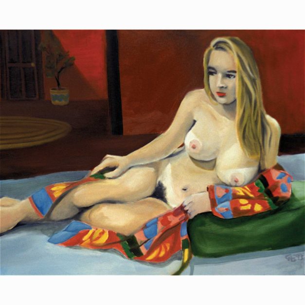 Nude With Robe, 1992. Oil on canvas, 18 x 24 inches.