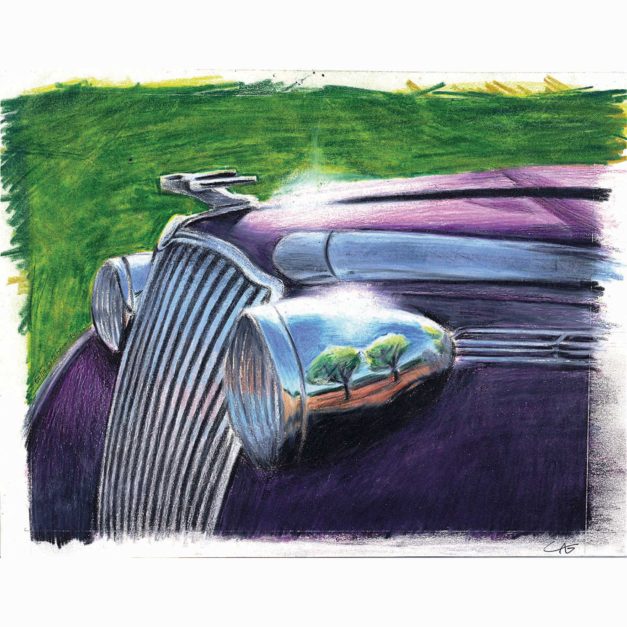 Outback Auto, 1989. Colored pencil on paper, 8 x 10 inches.