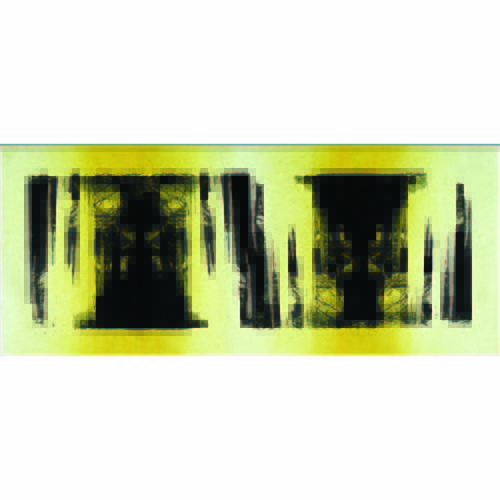 Colin Goldberg, Double Yellow Icicles, 1994. Silkscreen ink and acrylic on canvas, 18 x 48 inches. Private collection, New York.