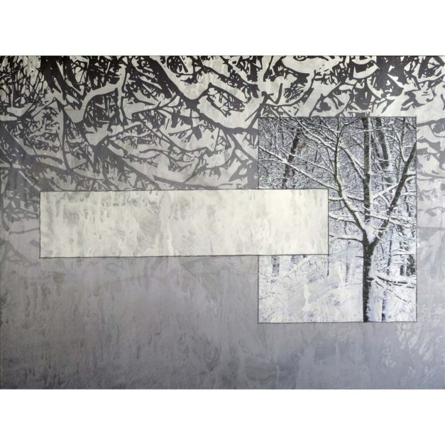 Southampton Winter (Middle Line), 2013. Acrylic, metallic latex glaze, pigment and charcoal on linen. 36 x 48 inches.