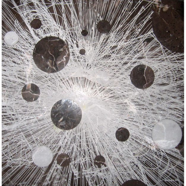 Antispace, 2005. Laser-etched marble, 12 x 12 inches. Private collection, New York.