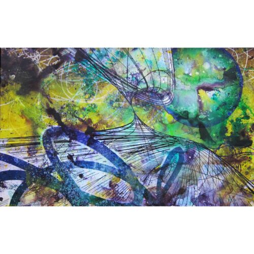 Colin Goldberg, Antipodal, 2011. India ink wash and pigment on canvas, 32 x 20, inches. . Private collection, Manhattan NY