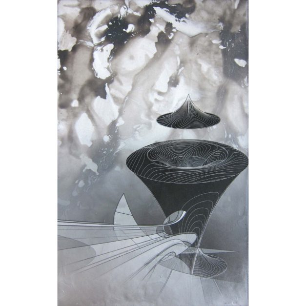 Magnetic Resonance, 2011. Acrylic, pigment and spray enamel on canvas, 20 x 32 inches.