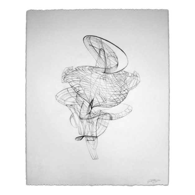 Wireframe Drawing #1, 2011. Graphite on Rives BFK paper, 21 x 28 inches.