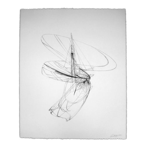 Colin Goldberg, Wireframe Drawing #2, 2011. Graphite on Rives BFK paper, 21 x 28 inches.