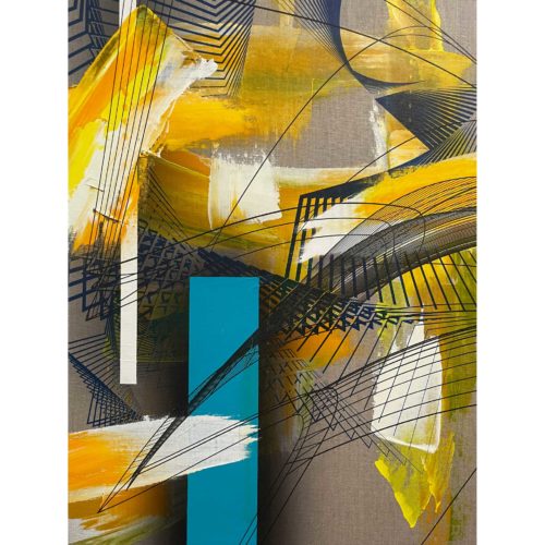 Colin Goldberg, David and Noguchi #2, 2021. Oil and pigment print on linen. 24 x 18 inches.